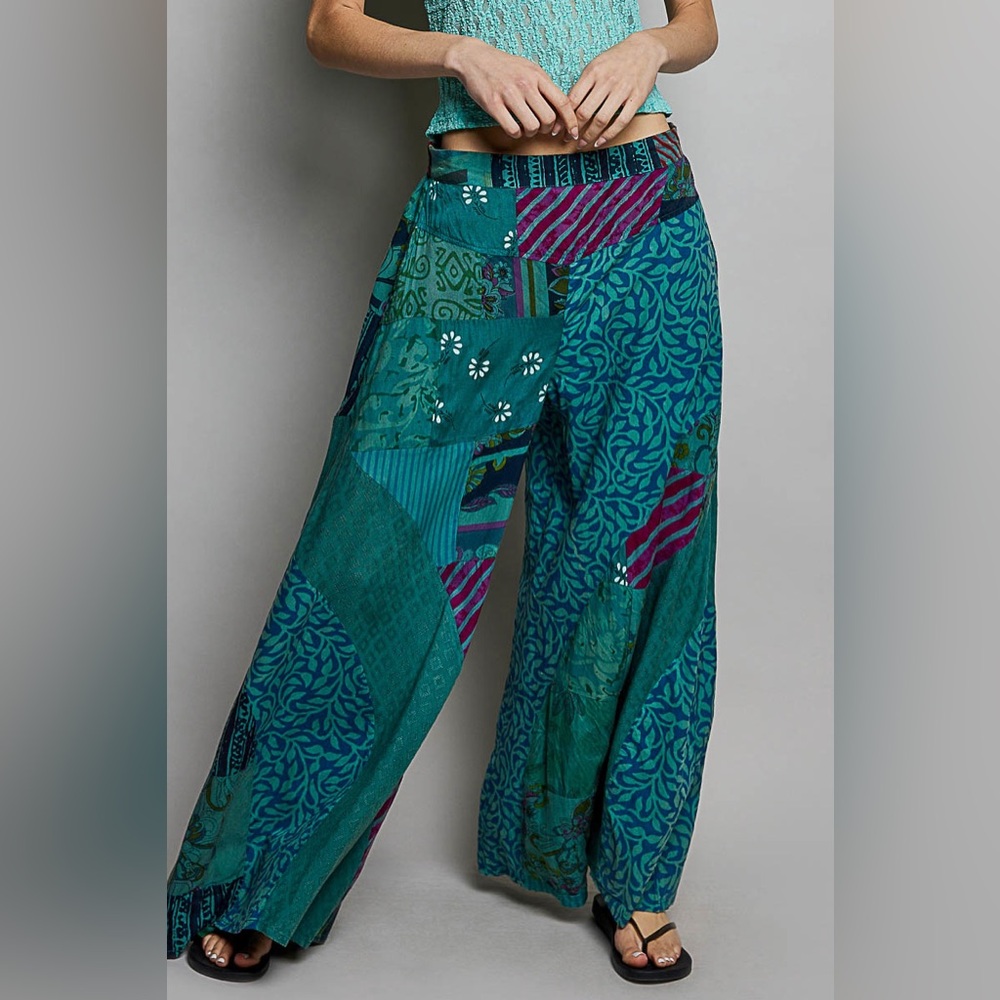 PB9 New POL Bohemian Patchwork Wide-Leg Pants